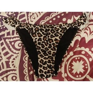 Shekini Leopard Print Ruffle‎ Trim Bikini Bottoms, Size XL